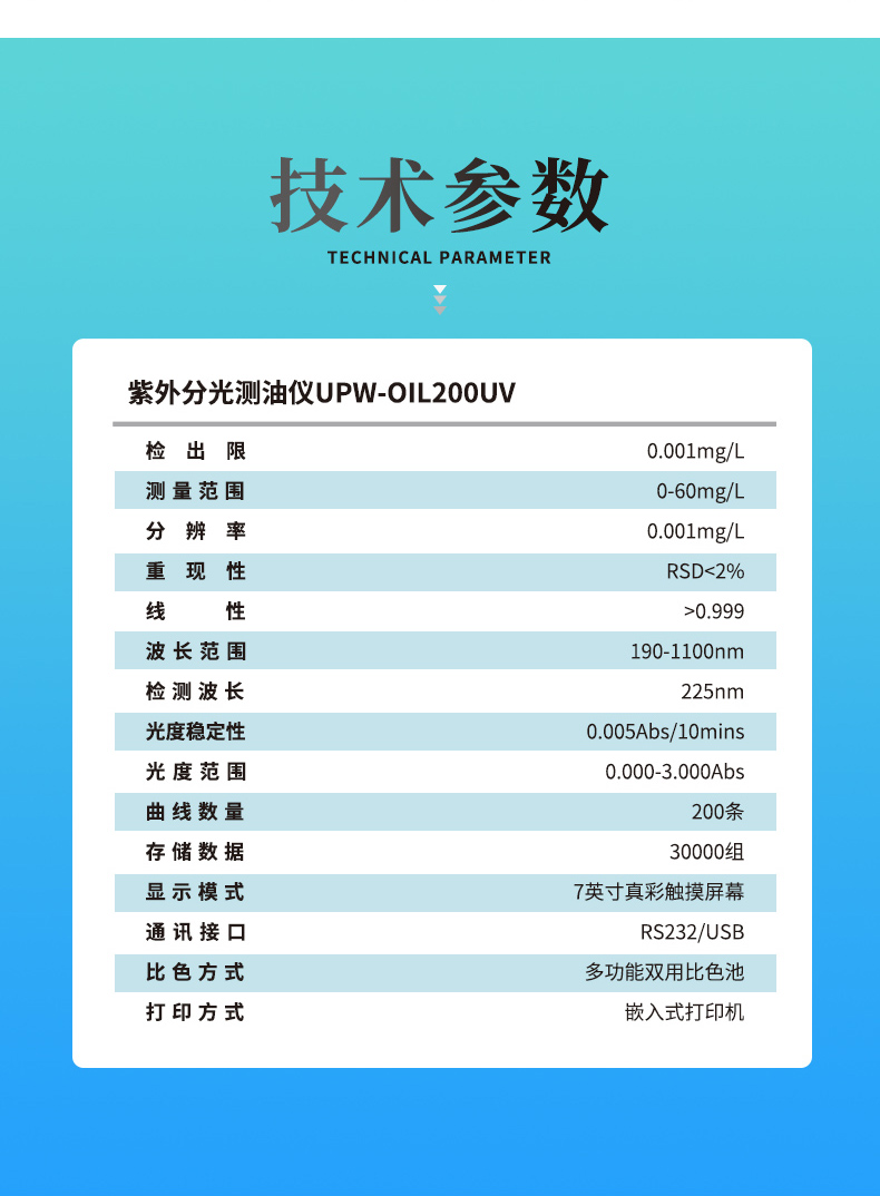 紫外分光测油仪UPW-OIL200UV 细节图 6